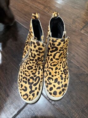 Steve Madden Leopard Print Slip-On Sneakers - Tan and Black